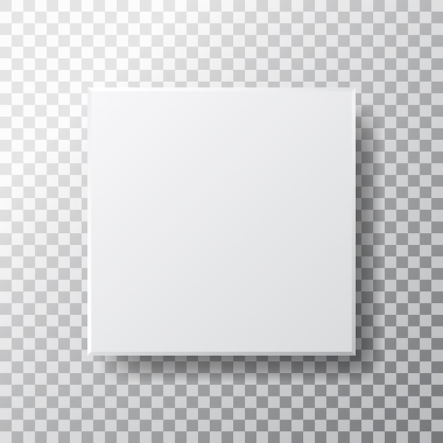 Blank square box isolated. Realistic white box with top view and shadow