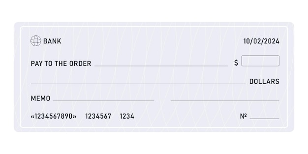 Blank template of the bank check Currency payment coupon Vector illustration