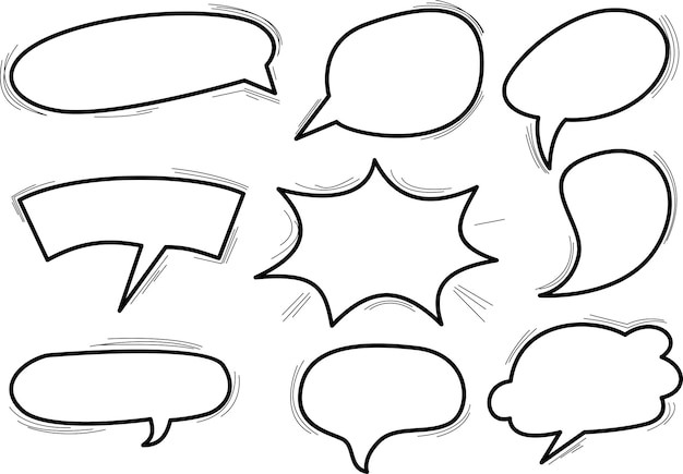 Blank text comic black speech bubbles in pop art style