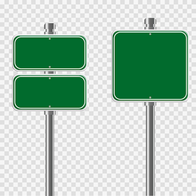 Blank Traffic Green Guidepost Road Street Sign 3D vector Illustration