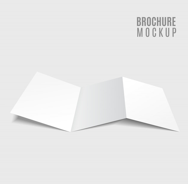 Blank tri-fold brochure design isolated on grey