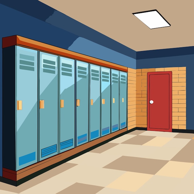 Vector blank wall in school locker room for designs and logos