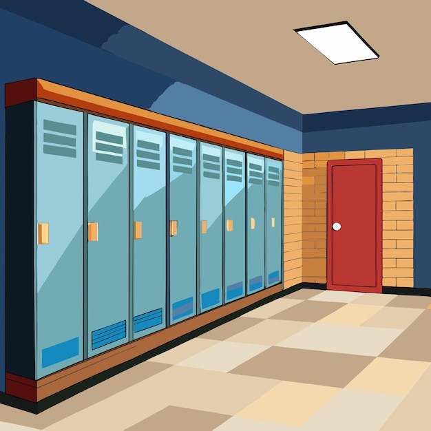 Vector blank wall in school locker room for designs and logos