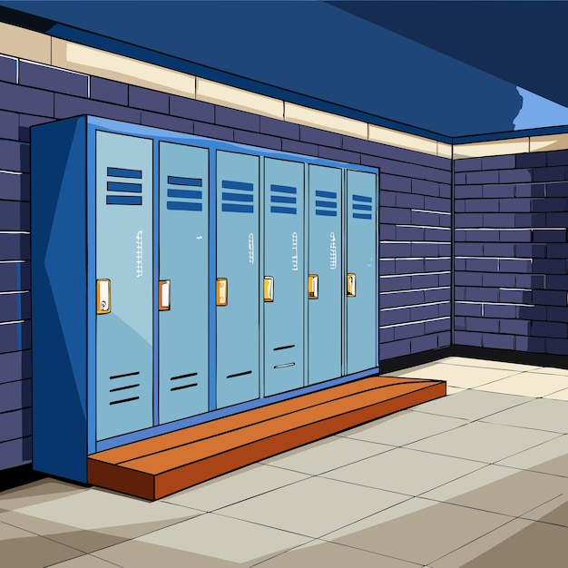 Vector blank wall in school locker room for designs and logos