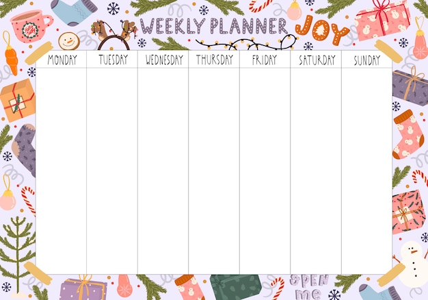 Blank Weekly Planner with Christmas theme