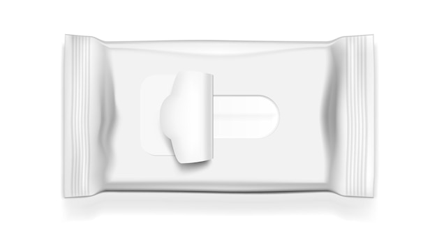 Vector blank wet wipes realistic flow pack top view