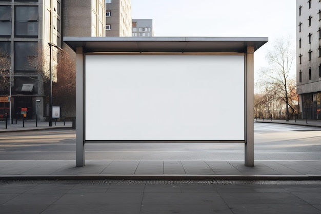 Vector a blank white billboard on a sidewalk with a building in the background