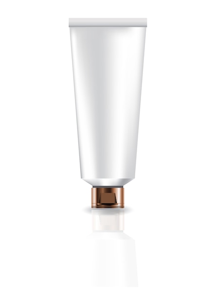 Blank white cosmetic tube with copper cap lid.