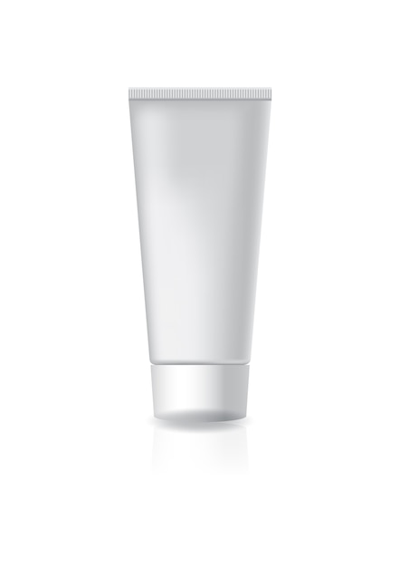 Blank white cosmetic tube with white screw cap.