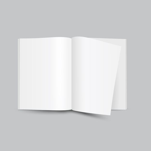 Blank white open magazine front view