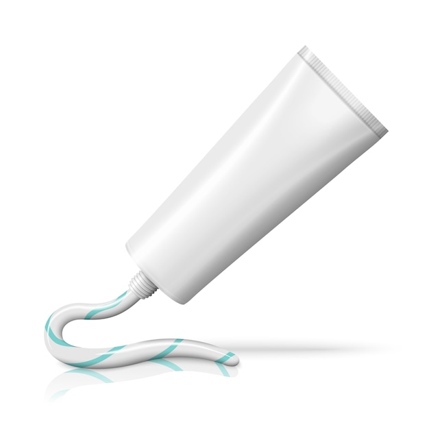 Blank white realistic tube with squeezed from - paste, cream, ointment, lotion, cosmetics, medicine creme etc.