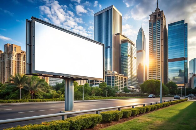 Vector blank white road billboard