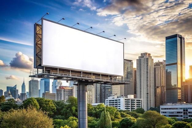 Blank white road billboard