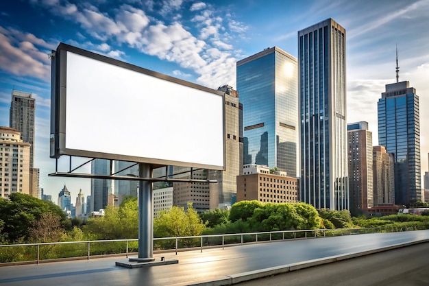 Vector blank white road billboard