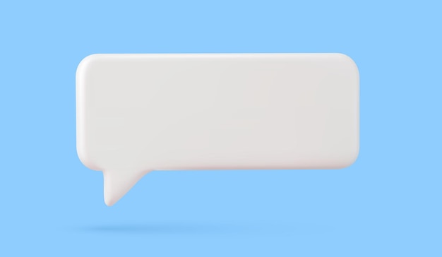 Blank white speech bubble pin isolated on blue background 3D rendering. Social network communication concept. Vector illustration .