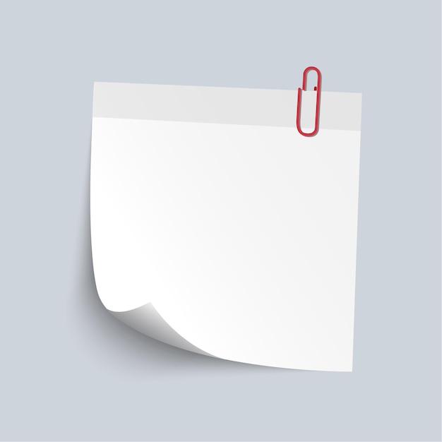 Blank White Sticky note isolate on gray background vector illustration