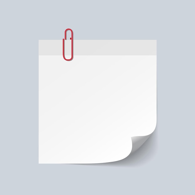 Blank White Sticky Note isolate on gray background vector illustration