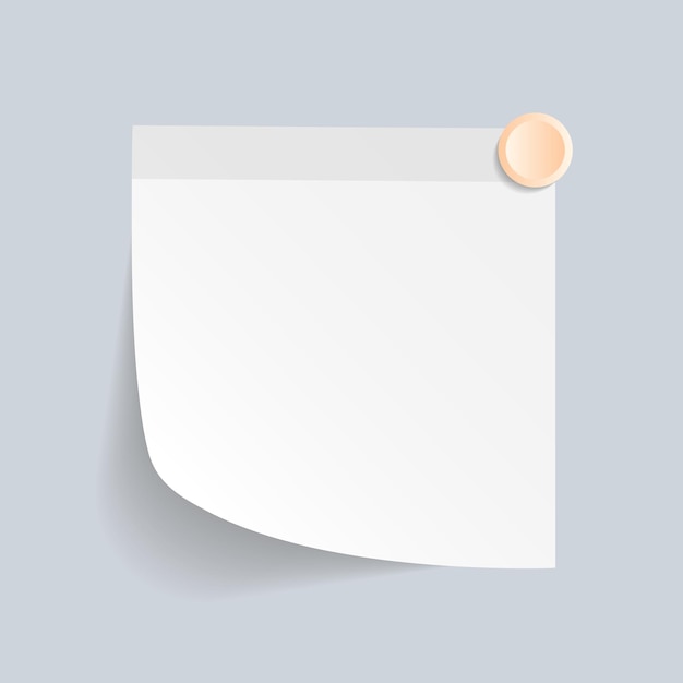 Blank White Sticky Note isolate on gray background vector illustration