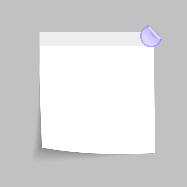 Blank White Sticky paper Note isolate on gray background flat vector design llustration