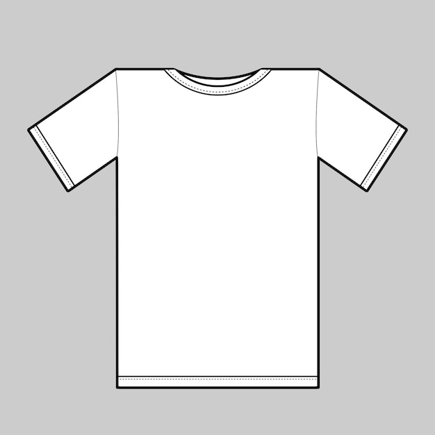 Blank white Tshirt template isolated on gray background Vector illustration