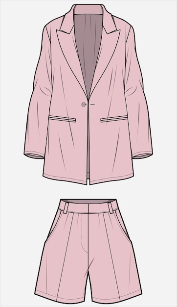 BLAZER WITH SHORT PANT SET FOR WOMEN AND GIRLS VECTOR