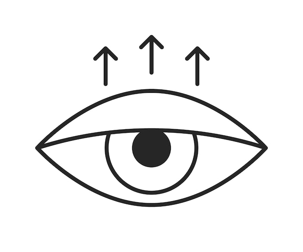 Blepharoplasty eyelid surgery line icon. Eye with down lid sign. Correction aesthetic view of eye