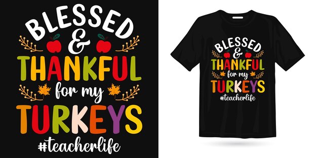 Blessed thankful turkey Thanksgiving t-shirt design thanksgiving shirt design elements