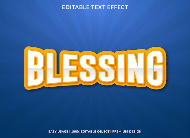 blessing text effect editable template premium vector