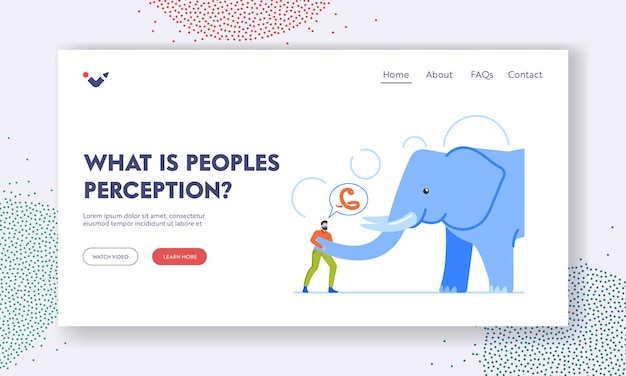 Blindfolded Character Perceptions Landing Page Template Blind Man Touch An Elephant Impressions Ideas Opinions