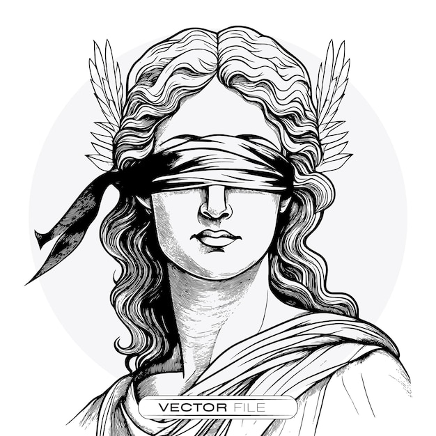 Blindfolded Lady Justice Vector Illustration