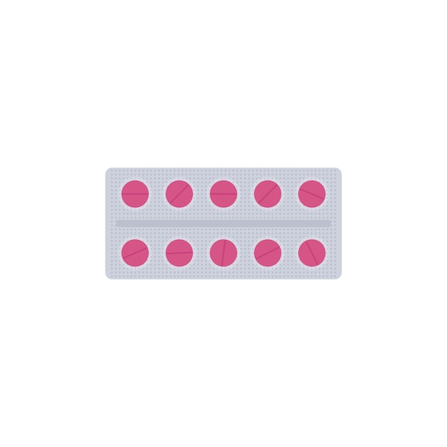 Blister pack of pills flat vector illustration isolated on white background