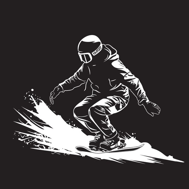 Vector blizzard daredevil snowboarding man logo graphic glacier glide vector icon of snowboarding man