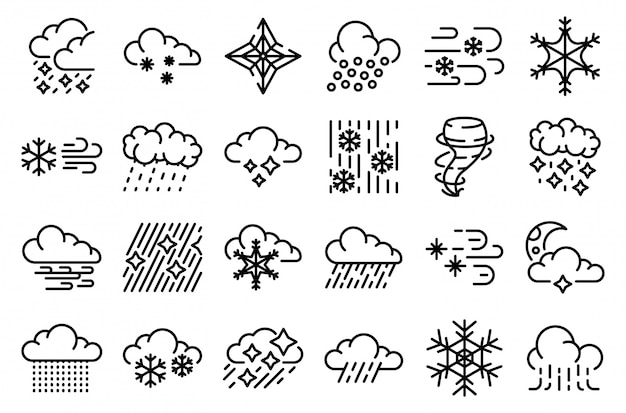 Blizzard icons set, outline style