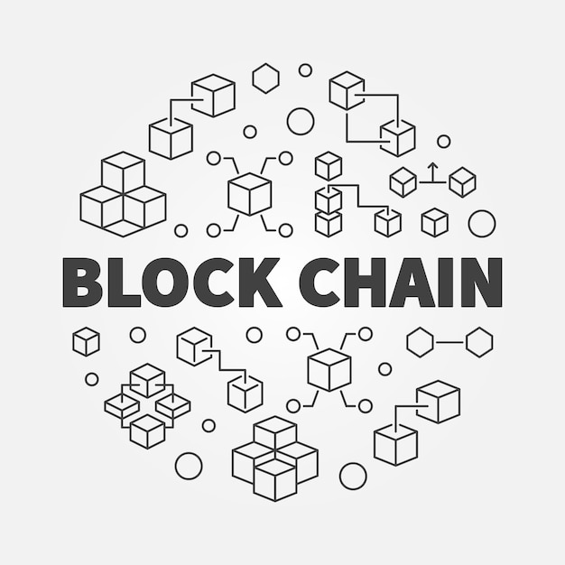 Block Chain vector round concept outline illustration