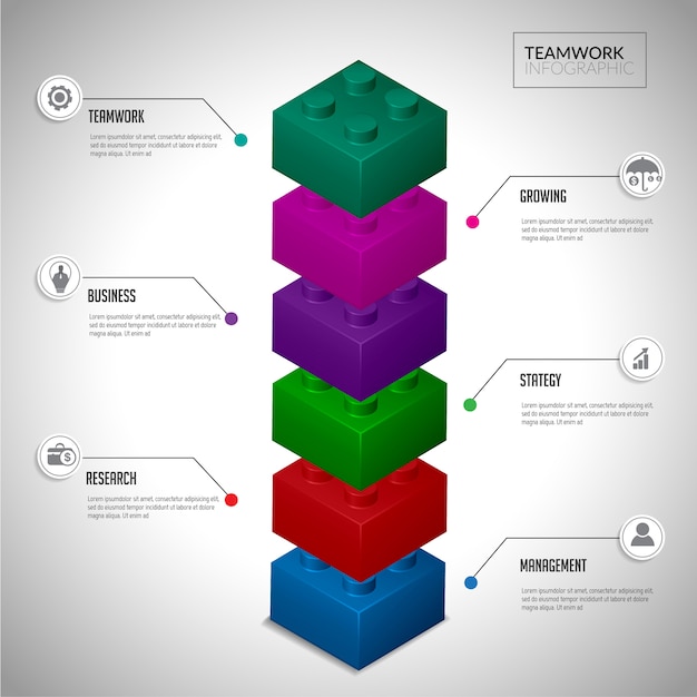 Block infographic concept teamwwork.