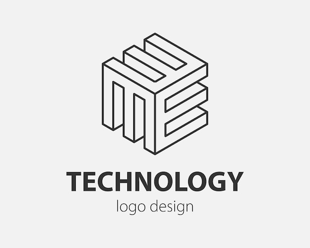 Block Logo abstract design Technology communication template linear style. Intelligence