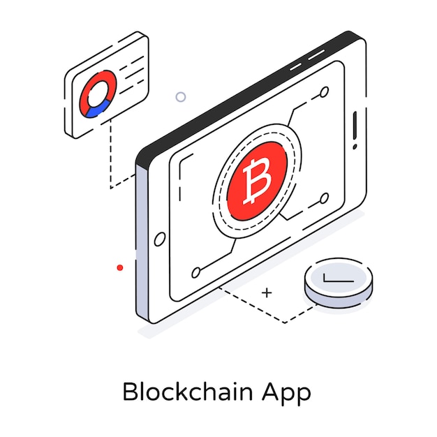 Blockchain app 3d icon in line style