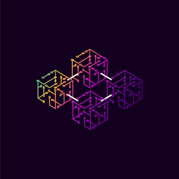 Blockchain technology concept modern icon Symbol or logo element design with isometric Vector illustration