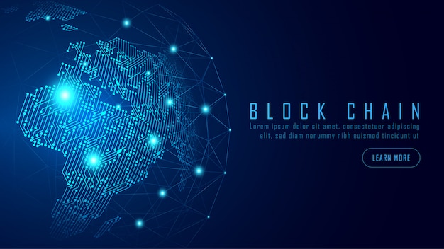 Blockchain technology with global connection concept