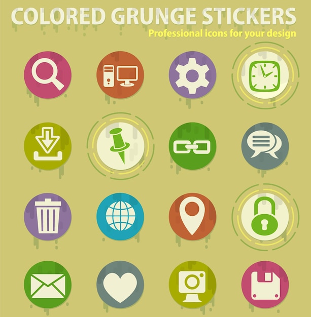 Blog colored grunge icons