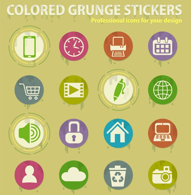 Blog colored grunge icons