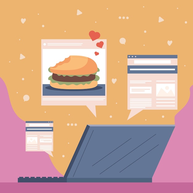 Vector blog of fast food in computer