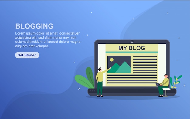 Blogging concept landing page template.