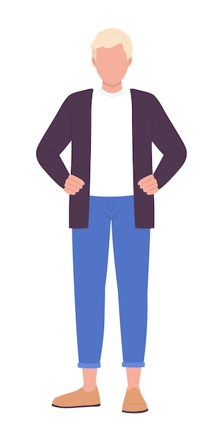 Blond man in casual clothes in confident pose semi flat color vector character