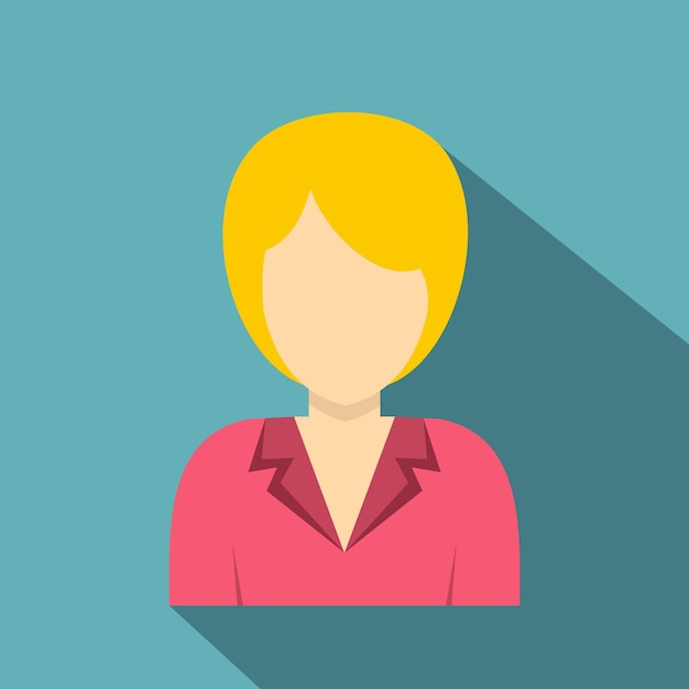 Blond woman with a short hairstyle icon Flat illustration of blond woman with a short hairstyle vector icon for web isolated on baby blue background