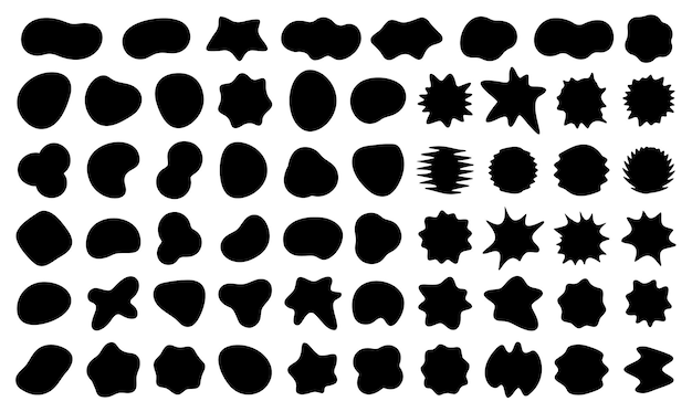 Bloobs black shape set random abstract stains black bubble silhouette irregular liquid shape