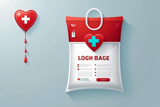 blood bag donated with heart blood donor for poster banner card and background