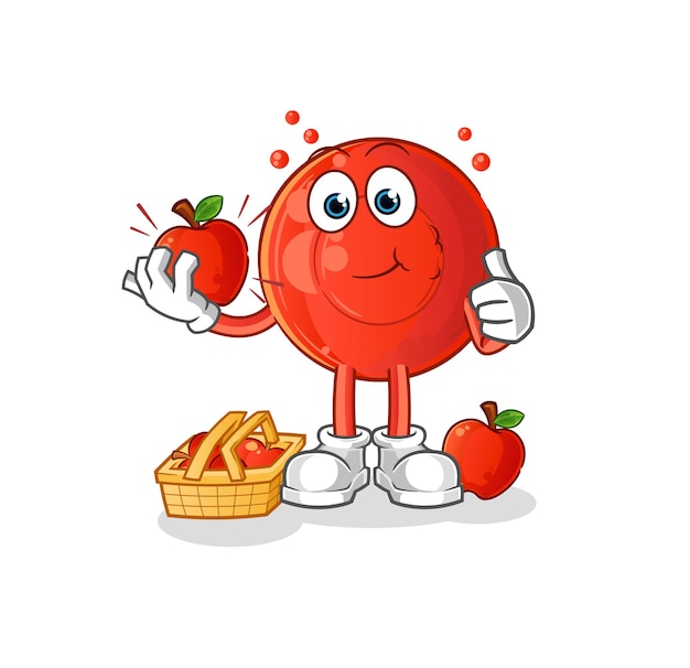 Blood cell eating an apple illustration. character vector