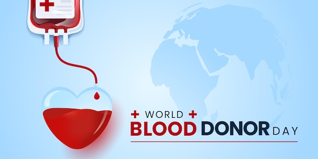 Blood donation illustration concept with blood bag World blood donor day