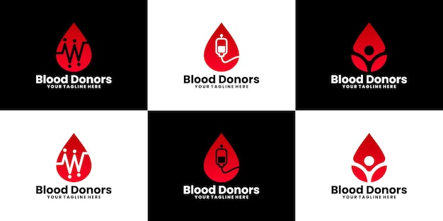 Vector blood donation logo design inspiration collection